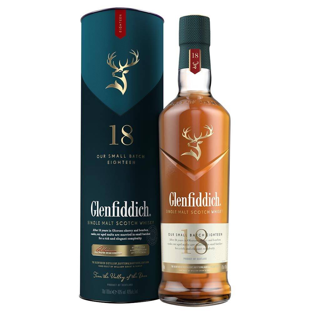Glenfiddich 18 Year Old Single Malt Whisky (1x70cl)