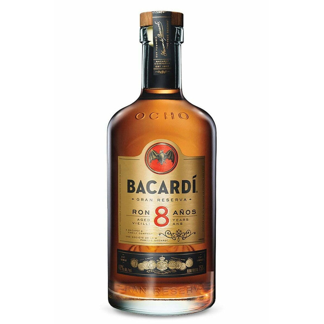 Bacardi 8 Years Rum - litre (1x100cl)