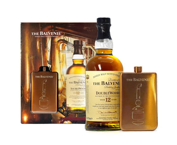 The Balvenie DoubleWood Aged 12 Years Single Malt Scotch Whisky - Gift Set (Stainless Steel Whiskey Bottle) (New Version) (1x70cl)